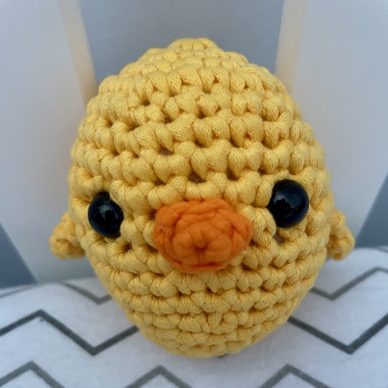 Kiki the chick crochet amigurumi plushie toy handmade craft finished object made from Woobles learn to crochet kit