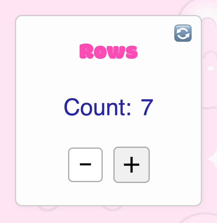 Simple, free, lightweight, online row and stitch counter for crochet and knitting -- image of row counter for work in progress with the counter at 7