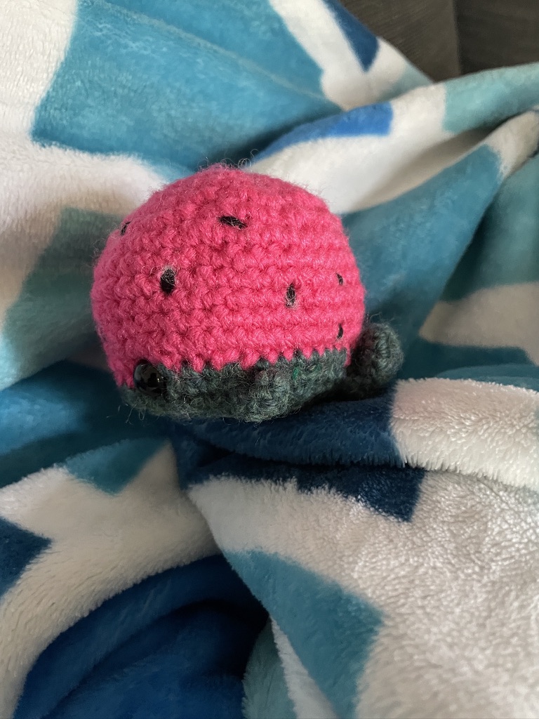 Sandy the Watermelon Whale crochet amigurumi plushie toy handmade craft finished object