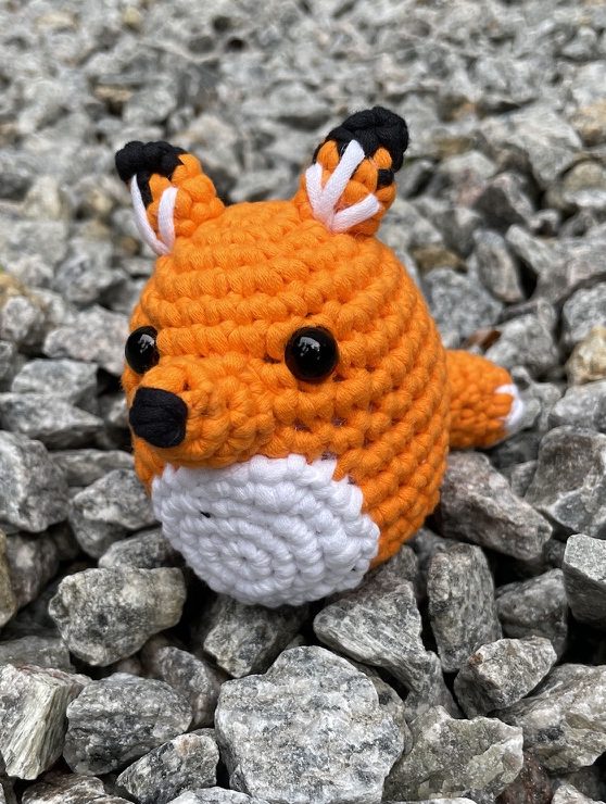 Felix the Fox crochet amigurumi plushie toy handmade craft finished object made from Woobles learn to crochet kit