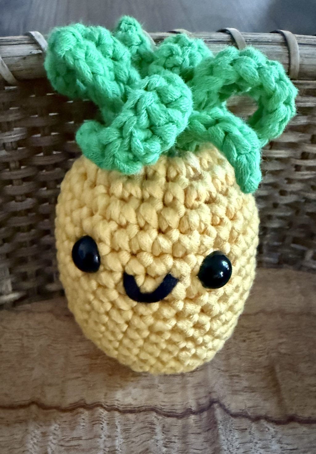 Pinya the pineapple crochet amigurumi plushie toy handmade craft finished object made from Woobles learn to crochet fruit kit