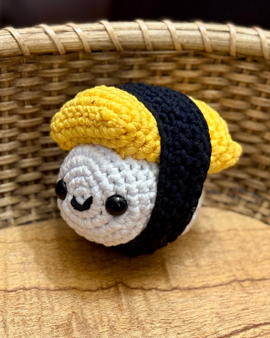 Oishi the Sushi crochet amigurumi plushie toy handmade craft finished object made from Woobles learn to crochet kit