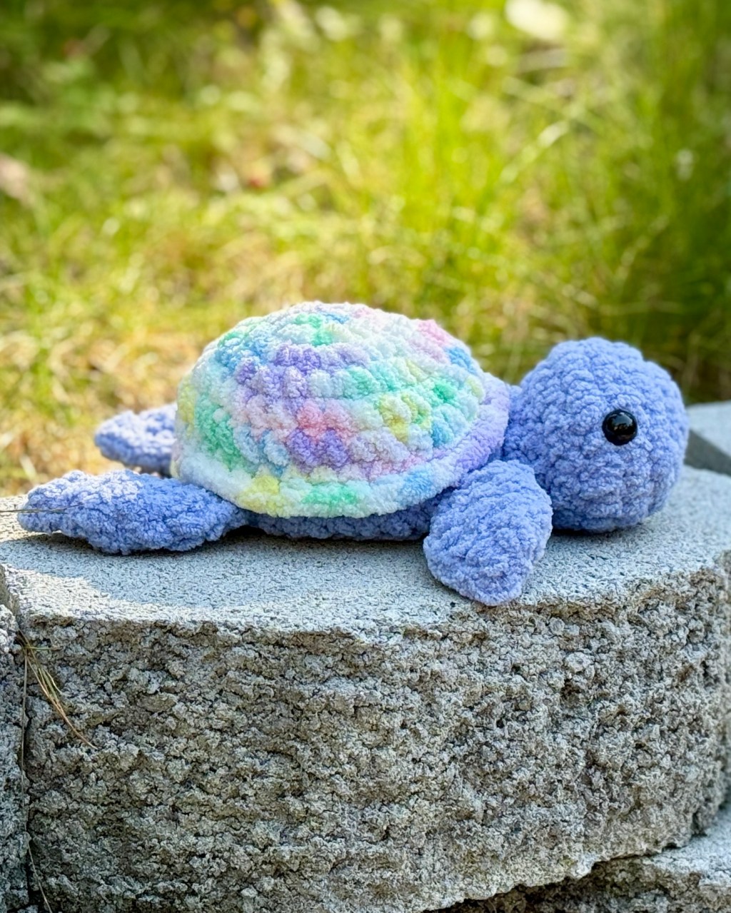 Tie-Dye Turtle crochet amigurumi plushie toy handmade craft finished object made with pastel colors