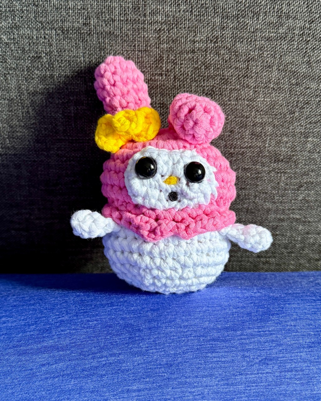 My Melody crochet amigurumi plushie toy handmade craft finished object made from Woobles learn to crochet kit