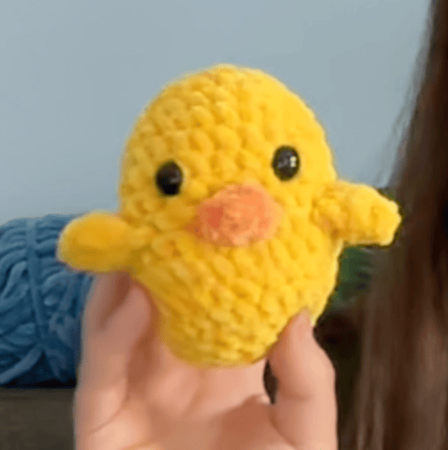Woobles chick amigurumi plushie made from Premier Parfait Chunky chenille yarn
